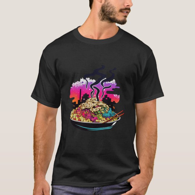 T-shirt 80s Synthwave Fried Rice with a Retro Aesthetic (Devant)