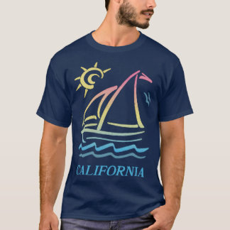T-shirt 80s Vintage Style Californie esthétique Voilier Fa