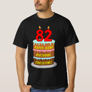 T-shirt 82e anniversaire — Fun Cake & Candles, avec nom pe