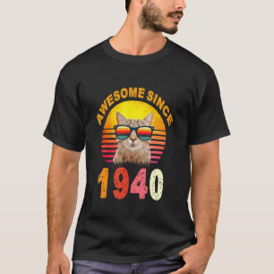T-shirt 82e anniversaire Vintage Chat stupéfiant depuis 19