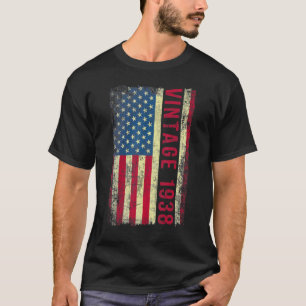 T-shirt 85 Year Old  Vintage 1938 American Flag 85th Birth