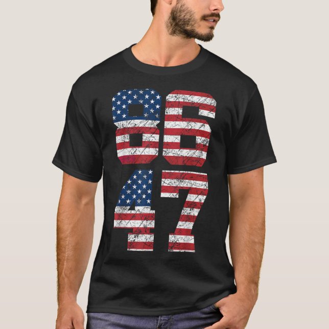 T-shirt 8647 Anti Trump 86 47 Retro Anti-Trump Drapeau Amé (Devant)