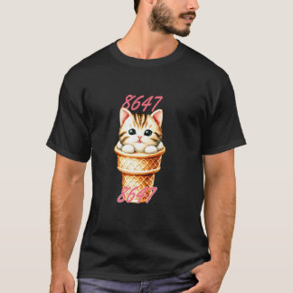 T-shirt 8647 Floral Subtil Rétro 86 47 Chat Glace 4 Juille