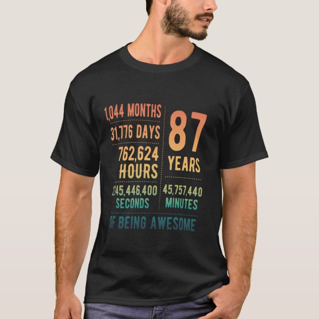T-shirt 87th Birthday Men Women Funny 87 Years Old (Devant)