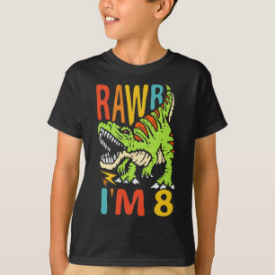 T-shirt 8 Anniversaire Dinosaur T Rex Rawr I'm 8 For Boys