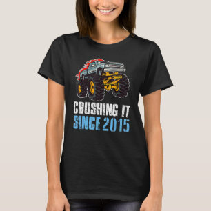 T-shirt 8 Anniversaire Garçon Monster Truck Crushing Si