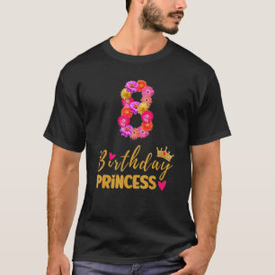 T-shirt 8 Anniversaire Princesse Flower Son 8ème Bir