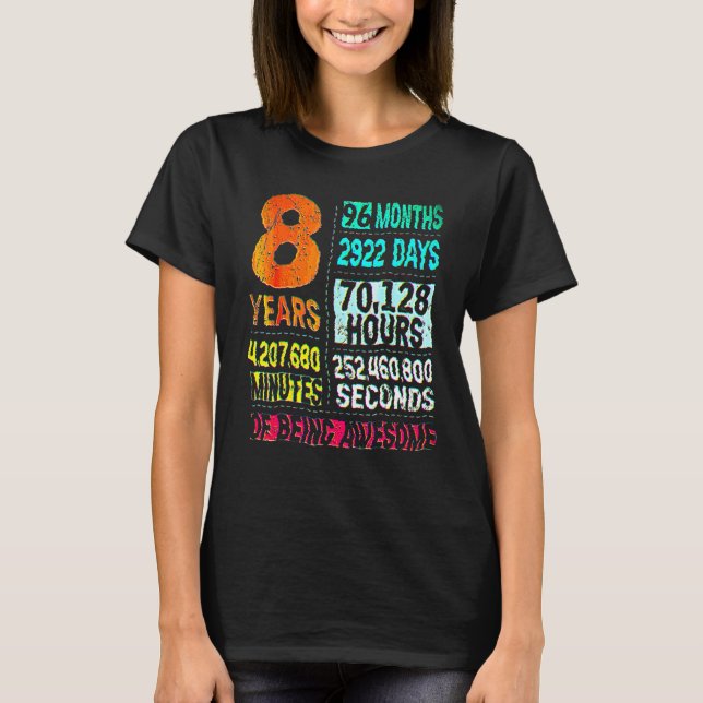 T-shirt 8 Ans 96 Mois D'Être Impressionnant 8e Anniversair (Devant)