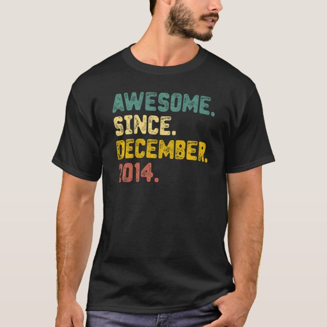 T-shirt 8 Ans Awesome Depuis Décembre 2014 8e Naissance (Devant)