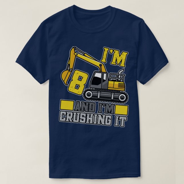T-shirt 8 ans Crushing It Construction Camion 8th Birt (Design devant)