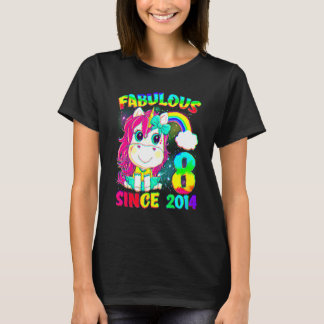 T-shirt 8 Ans Unicorne 8e Anniversaire Unicorne Girl Sinc