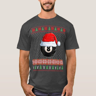 T-shirt 8 Ball Billard Santa Hat Noël Funny Ball San