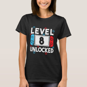 T-shirt 8 Joueur déverrouillé 8e anniversaire Joueur vidéo