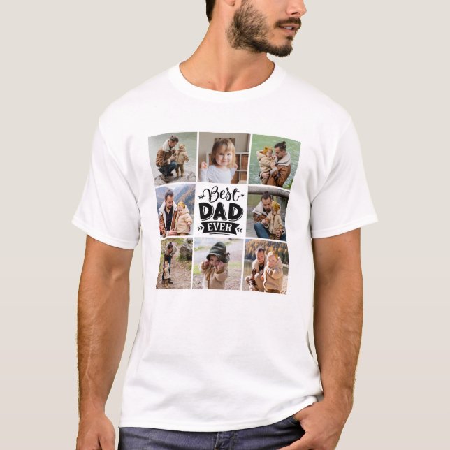 T-shirt 8 Photo Collage Fête des pères Meilleur Papa Jamai (Devant)
