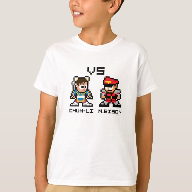 T-shirt 8bit Chun-Li CONTRE M.Bison (Devant)