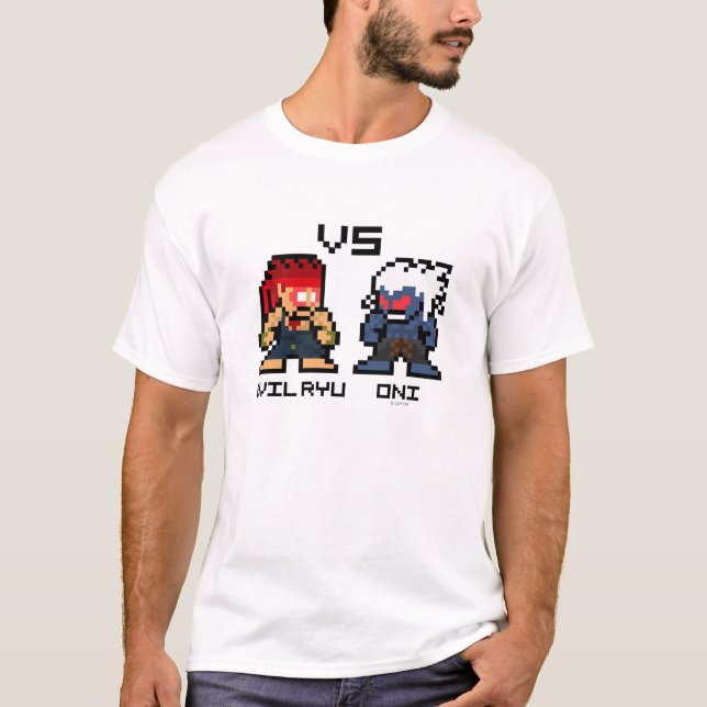T-shirt 8bit Ryu mauvais CONTRE Oni (Devant)