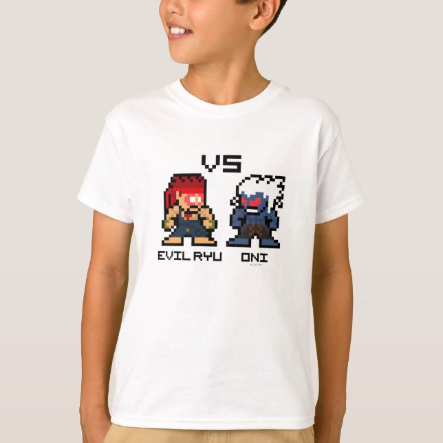 T-shirt 8bit Ryu mauvais CONTRE Oni (Devant)
