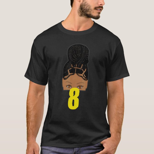 T-shirt 8e anniversaire African American Young Girl Braide (Devant)