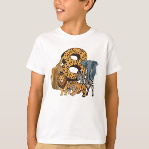 T-shirt 8e anniversaire Anniversaire Lion, Tigre, Éléphant