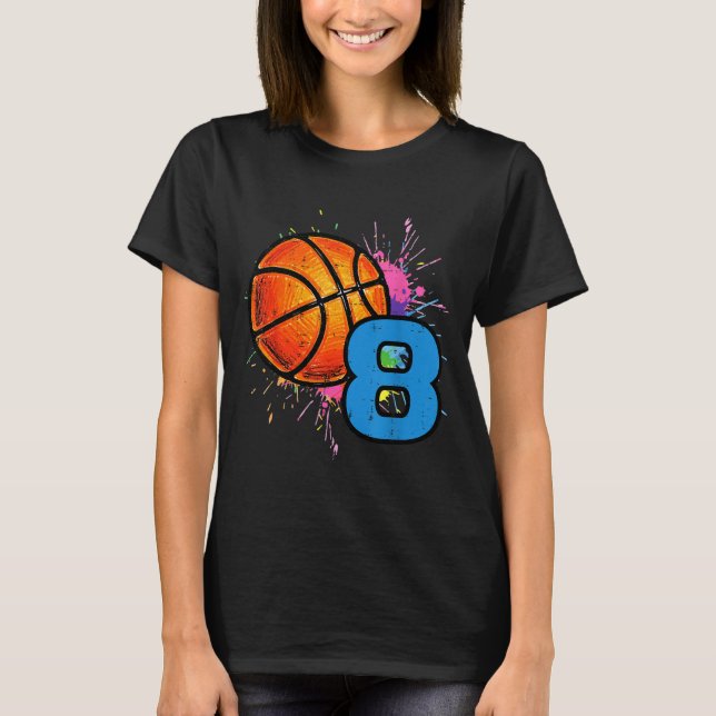 T-shirt 8th Birthday Basketball 8 Year Old Bday Srts Boys  (Devant)