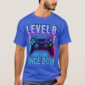 T-shirt 8th Birthday Boy Level 8 Unlocked Gamer Birthday S