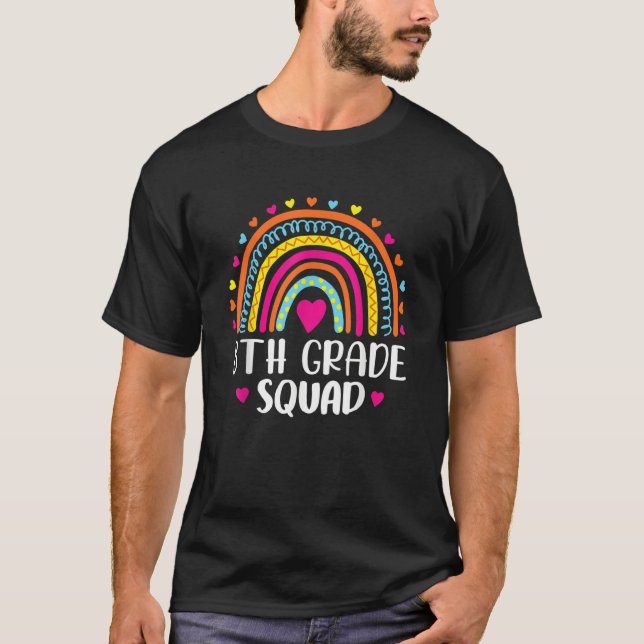 T-shirt 8th Grade Squad Teacher Student Rainbow 100th Day  (Devant)