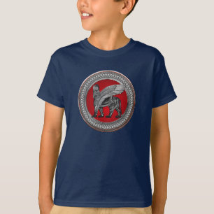 T-shirt [900] Lion ailé assyrien : Argent et Lamassu noir