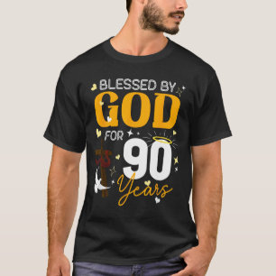 T-shirt 90 Anniversaire Béni par Dieu pour 90 ans 90e A