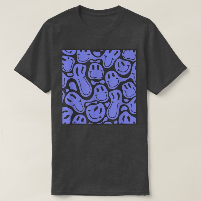 T-shirt 90 s aesthetic pattern melting blue liquid swirl s (Design devant)