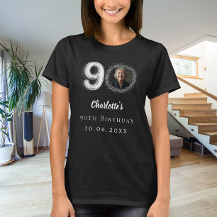 T-shirt 90e anniversaire noir argent photo