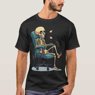 T-shirt 90s Office Skeleton - Drôle Retro Cartoon pour Bur