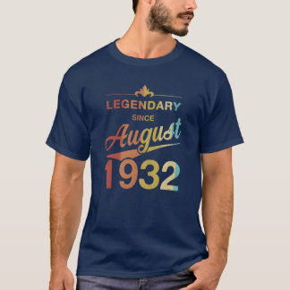 T-shirt 90th Birthday 90 Year Old Born August 1932 Gift fr