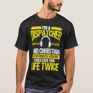 T-shirt 911 Dispatcher Christian Thin Gold Line Dispatch O