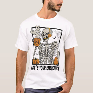 T-shirt 911 Dispatcher Halloween Squelette Quel Émerge