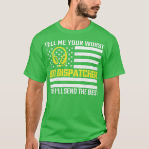 T-shirt 911 Dispatcher US Drapeau mince Gold Line Emergenc