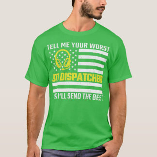 T-shirt 911 Dispatcher US Drapeau mince Gold Line Emergenc