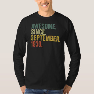 T-shirt 92e anniversaire Awesome depuis septembre 1930 92