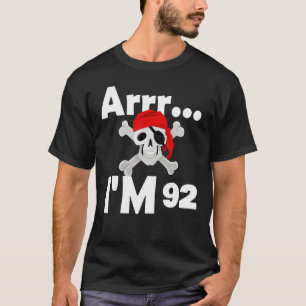 T-shirt 92e anniversaire Pirate Skull 92 ans Anniversaire
