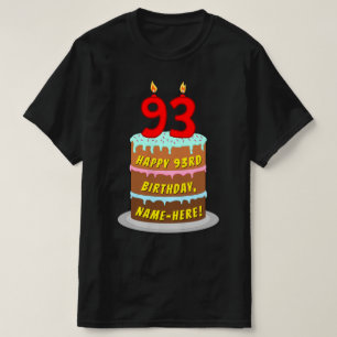 T-shirt 93e anniversaire — Fun Cake & Candles, avec nom pe