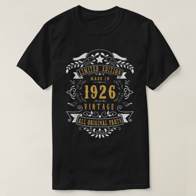 T-shirt 96 Ans 96e Anniversaire Fabriqué en 1926 Hommes W (Design devant)