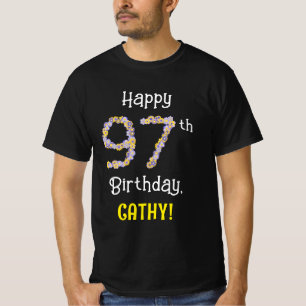 T-shirt 97e anniversaire : Fleurs florales Numéro "97" + N