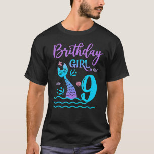 T-shirt 9 An Old Mermaid Tail 9th Birthday Girl Daughter