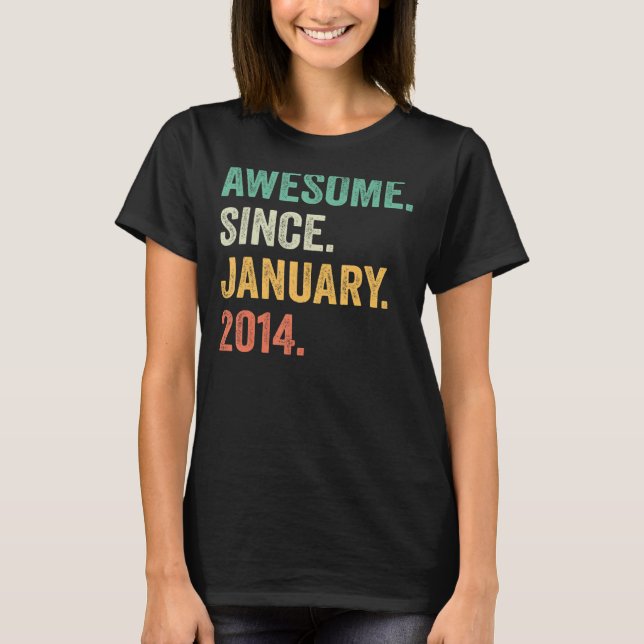 T-shirt 9 Ancien Awesome depuis Janvier 2014 9e Anniversai (Devant)