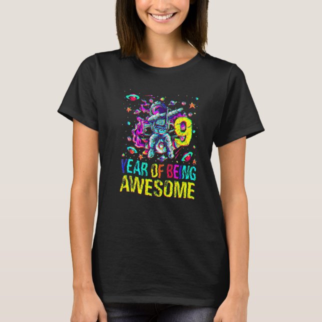 T-shirt 9 Anniversaire Année D'Être Un Awesome Astronaut 1 (Devant)