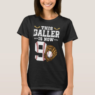 T-shirt 9 Anniversaire Baseball Boy Nine Year Old Baseball