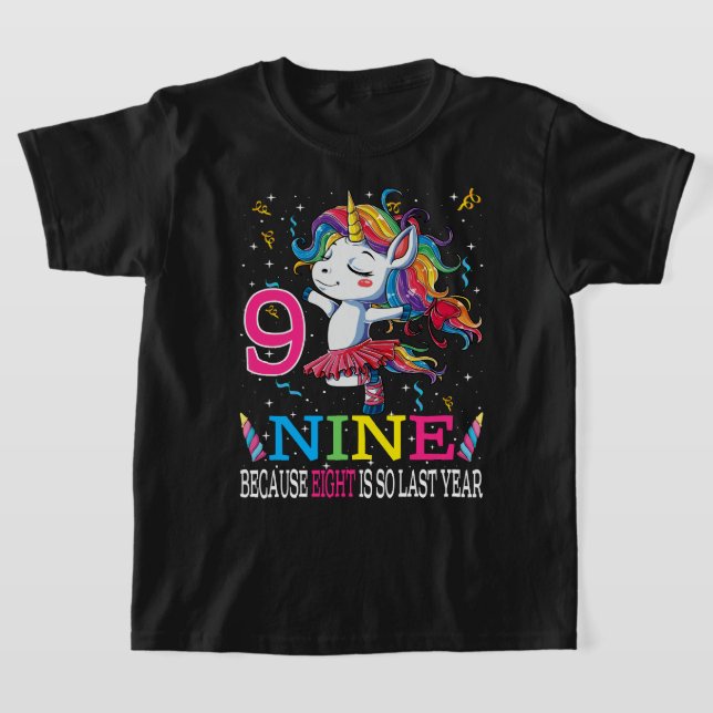 T-shirt 9 Anniversaire Cadeaux de fille Unicorn 9e anniver (Poser)