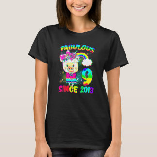T-shirt 9 Ans 9e Anniversaire Cute Pig Girl Fabulous Si