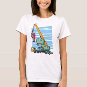 T-shirt 9 ans 9e anniversaire de la grue mobile Dinosaur