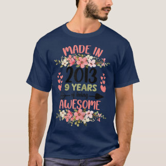 T-shirt 9 ans 9e anniversaire Né en 2013 Femmes filles