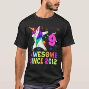 T-shirt 9 Ans, 9E Anniversaire Unicorn Dabbing Awesome